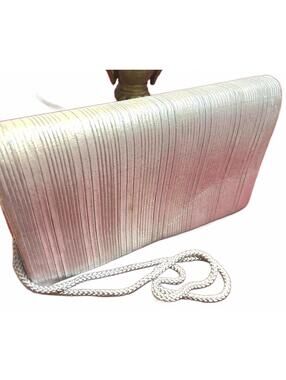 Silver Metallic Pleated Clutch Purse Vintage Style Evening Bag Formal Handbag